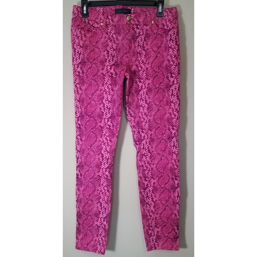 Juicy Couture Pants Women sz 29 Snake Animal print Skinny Pink Jeans